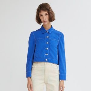 New Eckhaus Latta Cropped Blue Denim Jacket - M